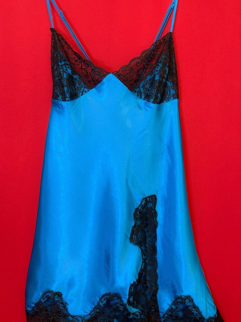 Sz Small  Frederick Of Hollywood Babydoll Bright Azure Blue Lingerie Dress